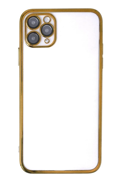 iPhone 11 Pro Kılıf Lensli Silikon - Gold - 1