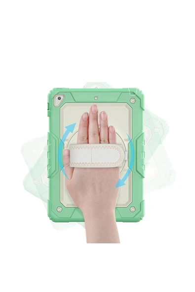 iPad 5 Air 9.7 Kılıf Strap New Tablet Kapak - Yeşil - 3
