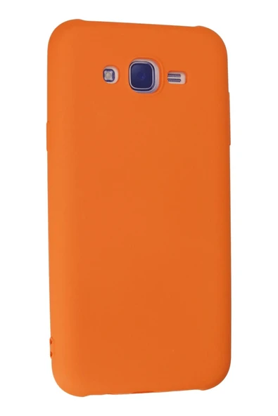 Samsung Galaxy J7 Kılıf Nano içi Kadife Silikon - Turuncu - 3