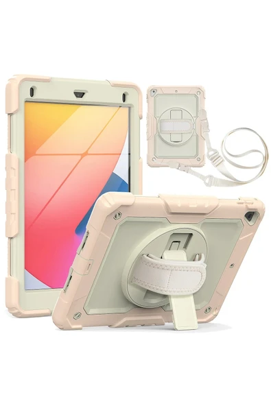 iPad 5 Air 9.7 Kılıf Strap New Tablet Kapak - Pembe - 1