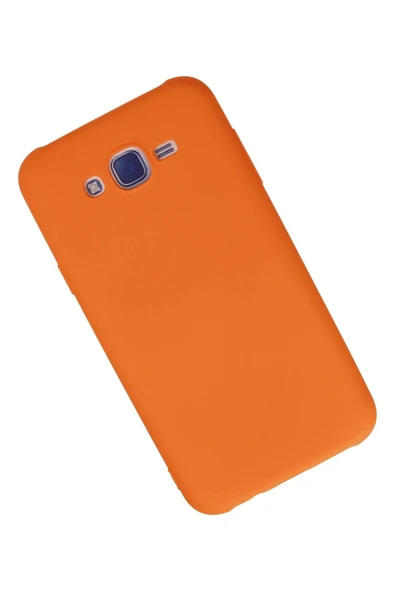 Samsung Galaxy J7 Kılıf Nano içi Kadife Silikon - Turuncu - 2