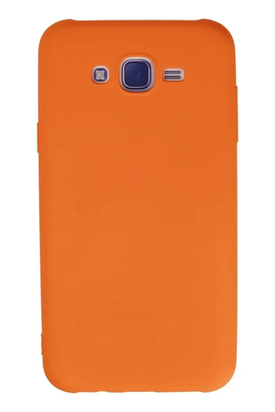 Samsung Galaxy J7 Kılıf Nano içi Kadife Silikon - Turuncu - 1