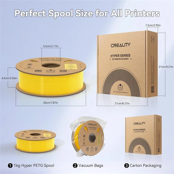 Creality Hyper Petg Sarı Filament 1.75mm 1Kg - Urhanshop Güvencesiyle - Resim 5