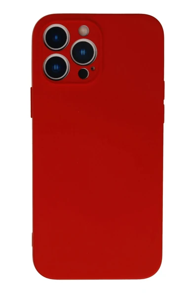iPhone 13 Pro Max Kılıf Nano içi Kadife Silikon - Kırmızı - 1