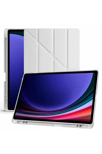 Samsung Galaxy X510 Tab S9 FE 11 Kılıf Kalemlikli Mars Tablet Kılıfı - Gri - 4