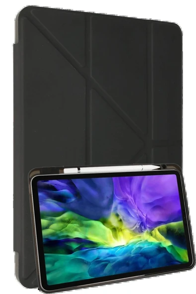 Samsung Galaxy P610 Tab S6 Lite 10.4 Kılıf Kalemlikli Mars Tablet Kılıfı - Koyu Gri - 1