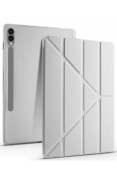 Samsung Galaxy X510 Tab S9 FE 11 Kılıf Kalemlikli Mars Tablet Kılıfı - Gri - 1