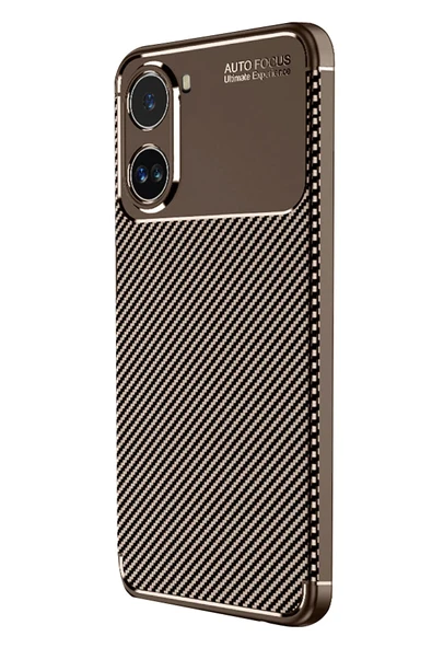 Xiaomi Poco X7 Pro Kılıf Auto Focus Karbon Kapak - Kahverengi - 2