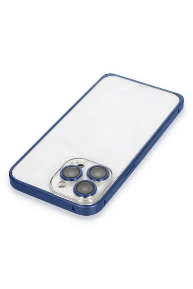 iPhone 15 Pro Metal Bumper Mat Kapak - Lacivert - 4