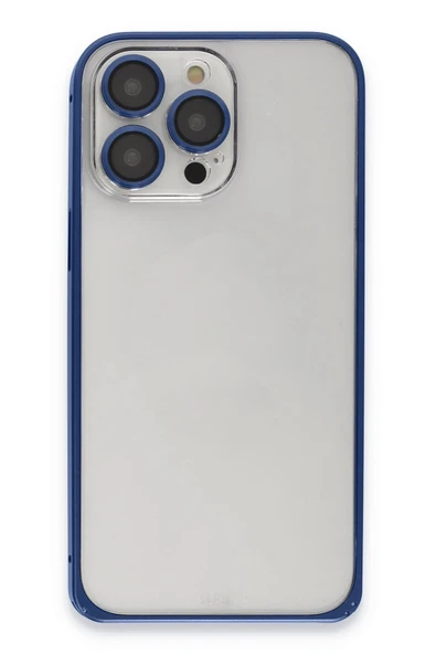 iPhone 15 Pro Metal Bumper Mat Kapak - Lacivert - 2