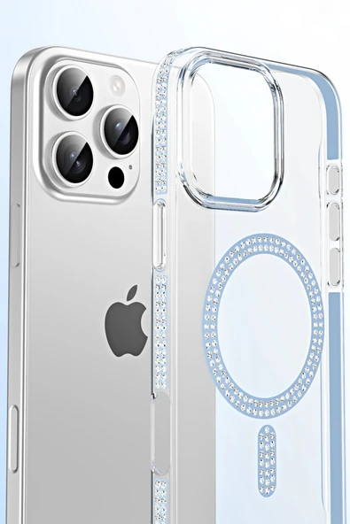 Apple iPhone 15 Pro Move Taşlı Magsafe Kapak - Lila - 5