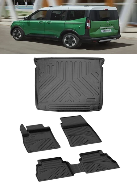 Sahler Ford Courier 2025 ve Sonrası 4.5D Paspas ve 3D Rizline Bagaj Havuzu Set ürün görseli