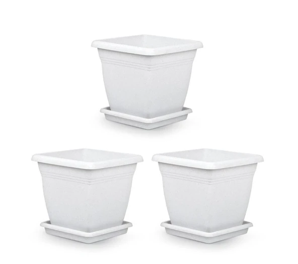 Omnipazar SO-VK05 Villa Kare Tabaklı Saksı Takımı 64 lt Kirli Beyaz 3 Adet ürün görseli