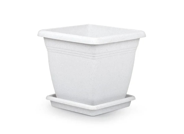 Omnipazar SO-VK05 Villa Kare Tabaklı Saksı Takımı 64 lt Kirli Beyaz 3 Adet - Resim 3