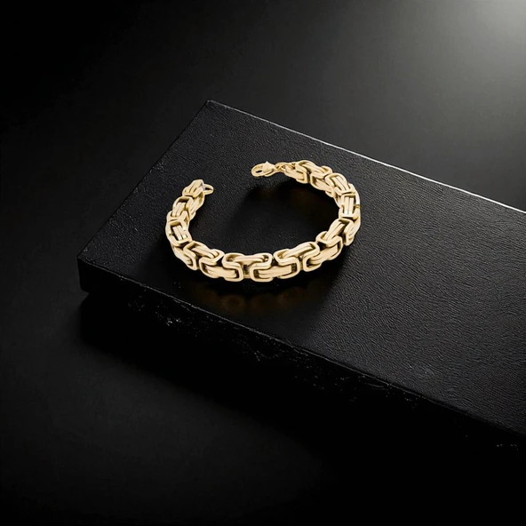 8Mm Sarı Kral Çelik Zincir Bileklik 3183CZB1D32 ürün görseli 1