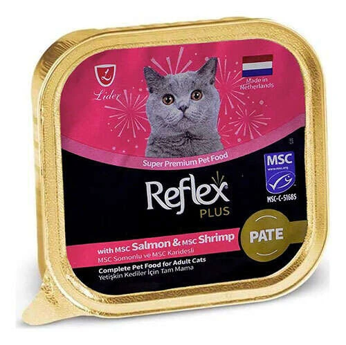 Reflex Plus Pate Somon Balıklı ve Karidesli Yaş Kedi Maması 85gr 22 adet ürün görseli 1