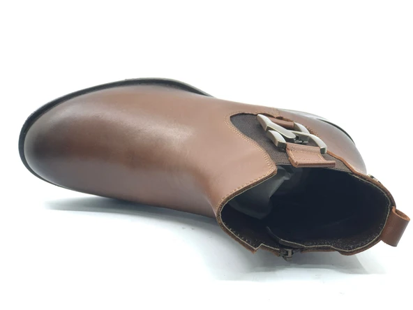 Venüs Apricus Hakiki Deri Düz Kaymaz Taban Ortopedik Kadın Bot - Resim 5