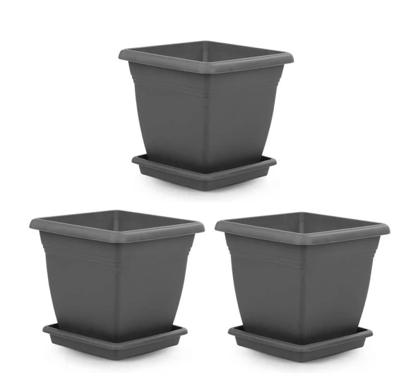 Omnipazar SO-VK06 Villa Kare Tabaklı Saksı Takımı 110 lt Antrasit 3 Adet ürün görseli