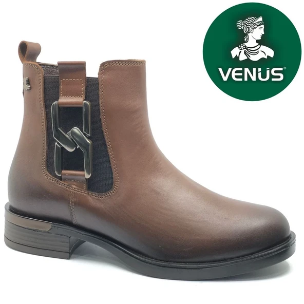 Venüs Apricus Hakiki Deri Düz Kaymaz Taban Ortopedik Kadın Bot ürün görseli 1