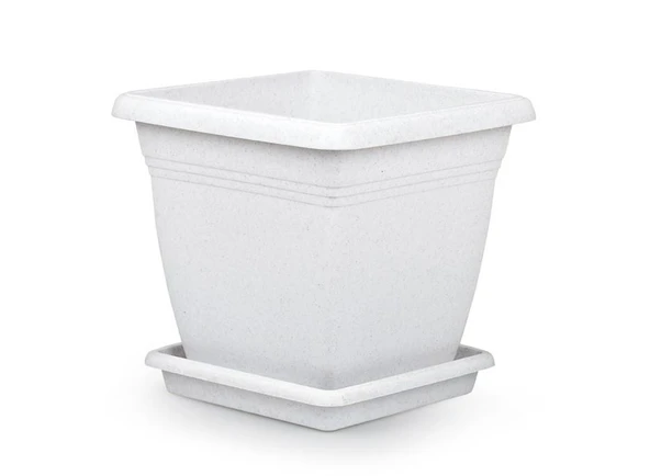 Omnipazar SO-VK06 Villa Kare Tabaklı Saksı Takımı 110 lt Kirli Beyaz 3 Adet - Resim 3