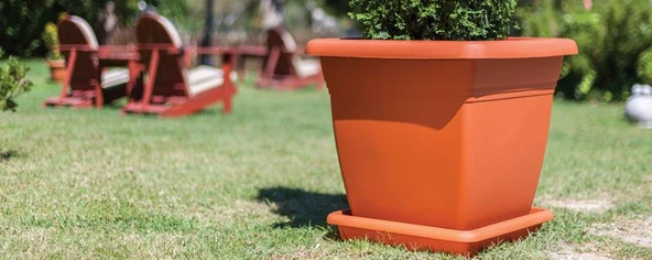 Omnipazar SO-VK06 Villa Kare Tabaklı Saksı Takımı 110 lt Kiremit 3 Adet - Resim 3