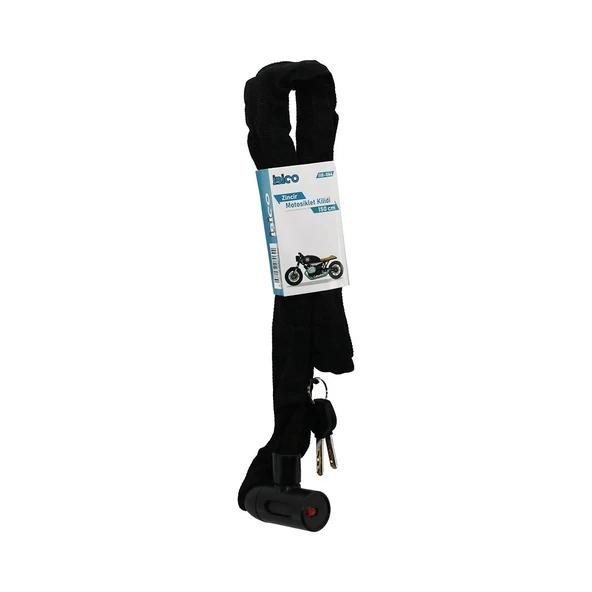 ZİNCİRLİ ANAHTARLI  MOTOR - BİSİKLET KİLİT BEZ KILIFLI AÇ-KAPA KİLİT KAPAK 150CM (5047)