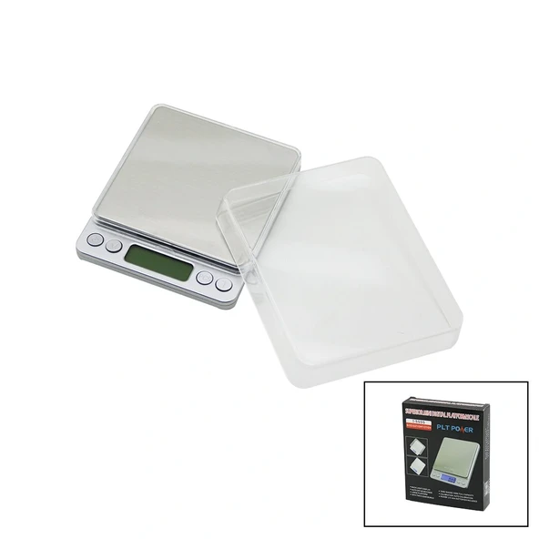 3000GR/0.01GR MİNİ=10.5X13CM HASSAS TARTI - TERAZİ ŞEFFAF PLS.KAPAKLI - PİLLİ= 2PCS İNCE (5047)