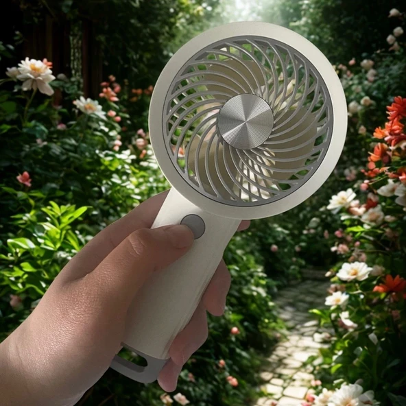 USB ile Şarj Olabilen 3 Ayarlı Fan Modlu Çanta Tipi El Fanı (5047) - 2