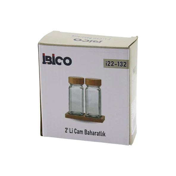 2PCS BAMBU KAPAKLI CAM TUZLUK - BİBERLİK - BAHARATLIK 120ML (5047) - 1