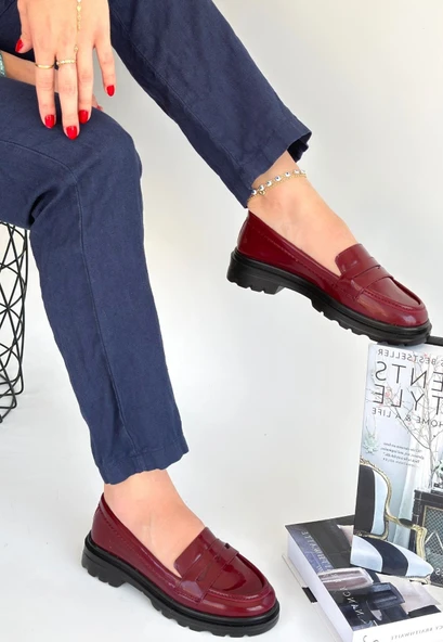 Narli Bordo Rugan Oxford Ayakkabı - Resim 2