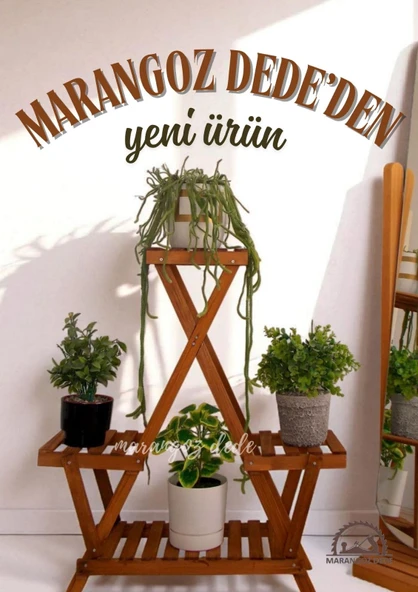 MARANGOZDEDE AHŞAP ÇİÇEKLİK SAKSILIK SAKSI STANDI - 1