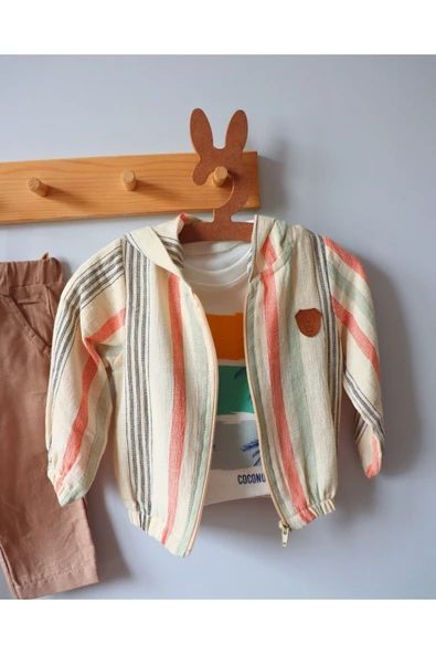 TinyAlp Bayramlık Tasarım Desenli Ham Naturel Yumuşacık Keten Kumaş Erkek Bebek 3'lü Takım - 8