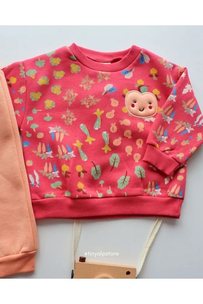 TinyAlp Desenli 3 Iplik Şardonlu Kalın Kışlık Tasarım Desenli Kız/erkek Bebek Takım - 3