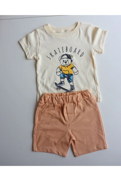 TinyAlp Yazlık Erkek Çocuk Rahat ve Tasarım Desenli Şortlu Takım - 2