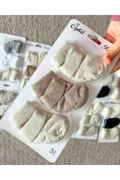 TinyAlp 3'lü Yenidoğan Organik Pamuk Yumuşak Bebek Soft Renkli Çorap - 5