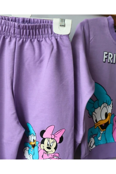 TinyAlp Rahat ve Kaliteli Esneyen Basic Kumaş Friends Kız Çocuk İkili Takım - 5