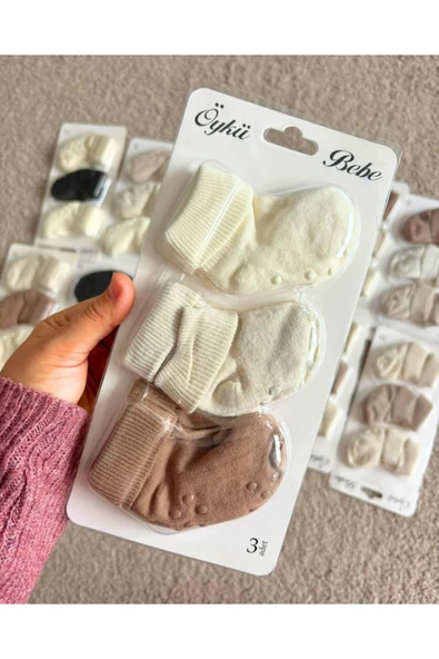 TinyAlp 3'lü Yenidoğan Organik Pamuk Yumuşak Bebek Soft Renkli Çorap - 3