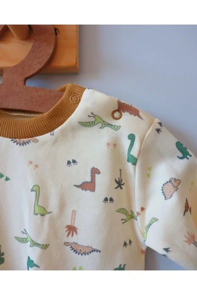 TinyAlp Dino Desenli Soft Renkli Erkek Bebek İkili Takım - 4