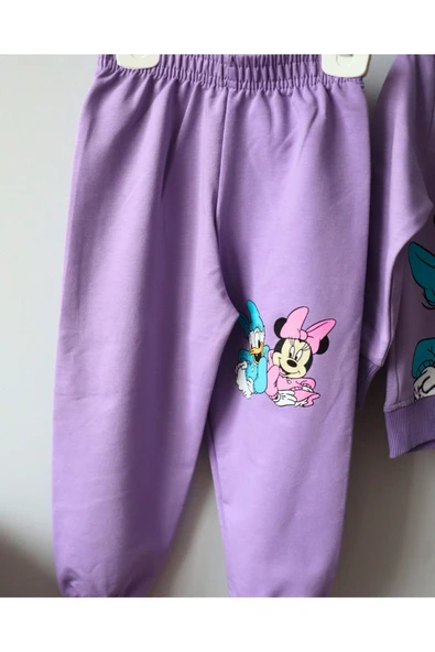 TinyAlp Rahat ve Kaliteli Esneyen Basic Kumaş Friends Kız Çocuk İkili Takım - 3