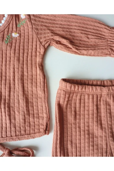 TinyAlp Soft Renkli ve Şık Tasarımlı Naturel Kumaş Kız Bebek 5'li Hastane Çıkış Seti - 2