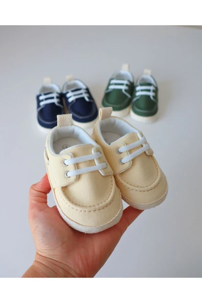 TinyAlp Yazlık Keten Kumaş Soft Ve Naturel Tasarım Bebek Ayakkabısı - 9