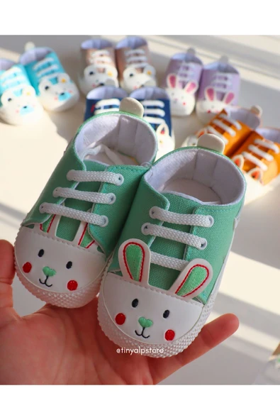 TinyAlp Desenli Hayvan Figürlü Soft Renkli Tabanı Yumuşak Kız Erkek Bebek Ayakkabısı - 2