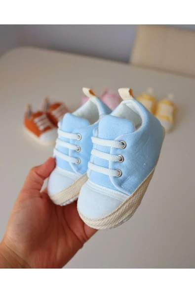 TinyAlp Yazlık Bağcıklı Müslin Kumaş Naturel Tasarım Bebek Ayakkabısı - 8