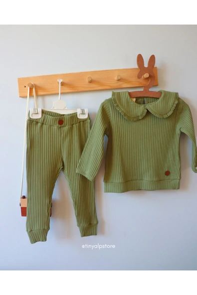 TinyAlp Bebe Yaka Naturel Rahat Kumaşlı Esnek Kız Çocuk Takım
