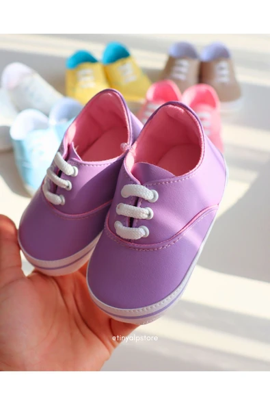 TinyAlp Retro Soft Renkli Tasarım Desenli Tabanı Yumuşacık Renkli Kız Erkek Bebek Ayakkabısı - 3