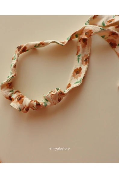 TinyAlp Şık ve Tasarım Çiçek Desenli Soft Renkli Basic Rahat Kumaş Bandanalı 4'lü Kız Bebek Takım - 9