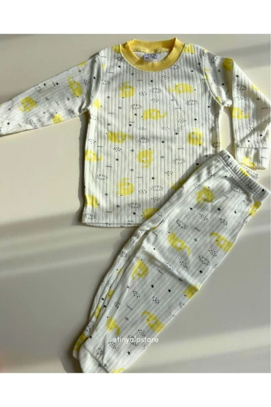 TinyAlp Yumuşacık Baharlık Rahat Kumaş Yazlık Çocuk Unisex Pijama Takımı