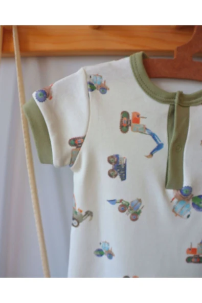 TinyAlp İş Makineleri Tasarım Desenli Erkek Bebek Yazlık Tulum - 2