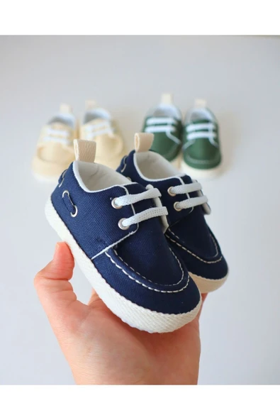 TinyAlp Yazlık Keten Kumaş Soft Ve Naturel Tasarım Bebek Ayakkabısı - 4