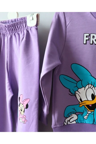 TinyAlp Rahat ve Kaliteli Esneyen Basic Kumaş Friends Kız Çocuk İkili Takım - 4